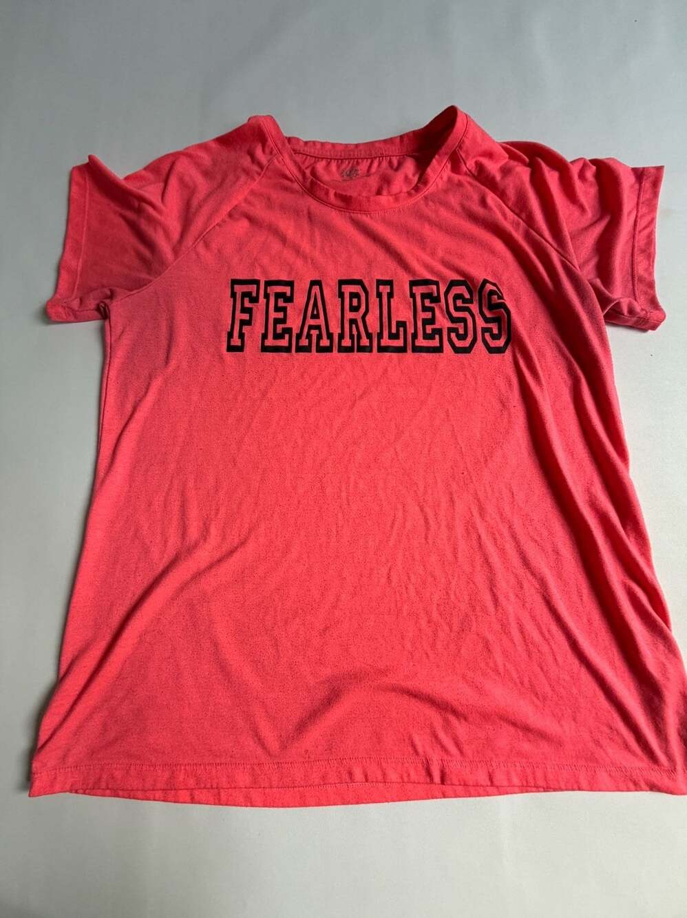 Red Fearless Graphic Tee Statement Shirt Crew Neck XL